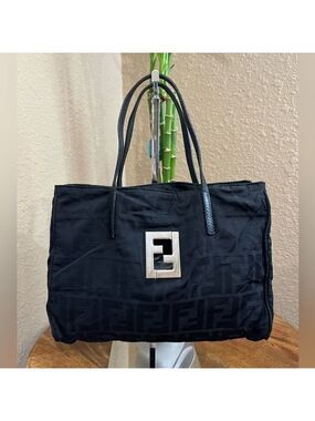 FENDI MINI ZUCCA NYLON BLACK TOTE